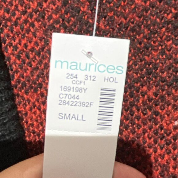 Maurices Women's Red Black Buffalo Plaid Open Front Duster Cardigan Small NWT - Picture 5 of 11